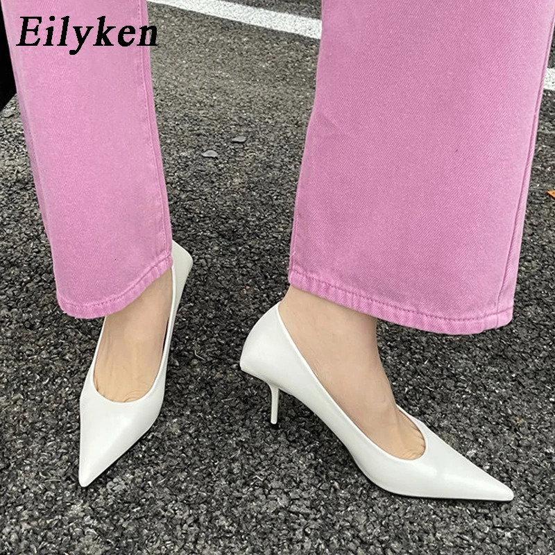 Eilyken High Quality Pu Leather Sexy Shallow Pointed Toe Woman Pumps Thin High Heels Fashion Dress Sandals Ladies Shoes 250217