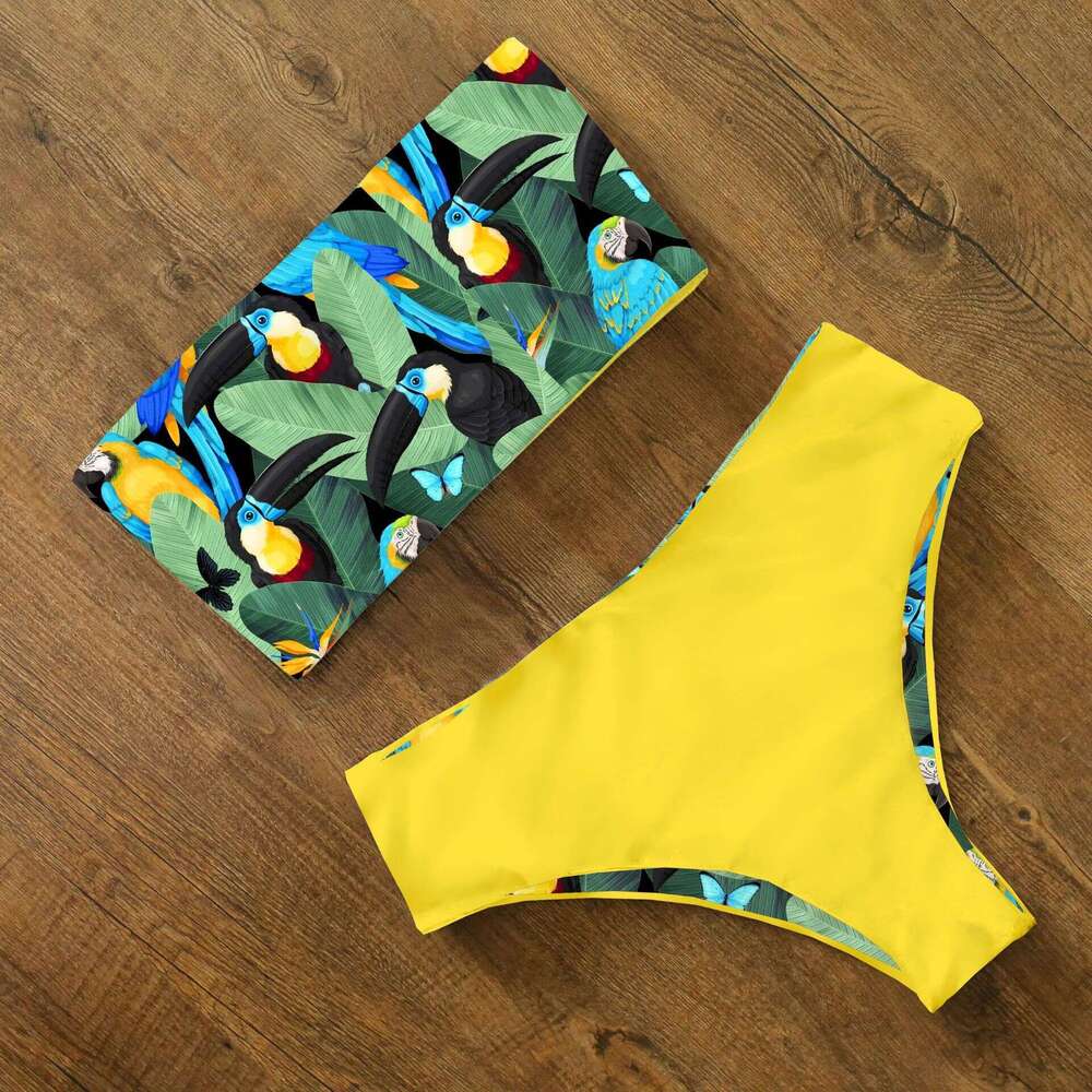 Swimsuit women's sexy two-piece bikini strapless shoulder European American swimwear 2025 new style chic and elegant clothing