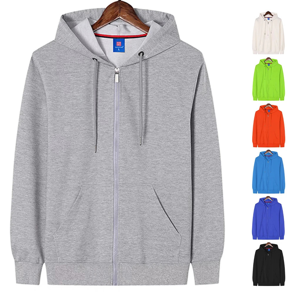 Blank Lightweight Zipper Hoodies Men Wholesale Pull Over Hooded Sweatshirt Zip Up Grey For Sudadera Con Cremallera 250214