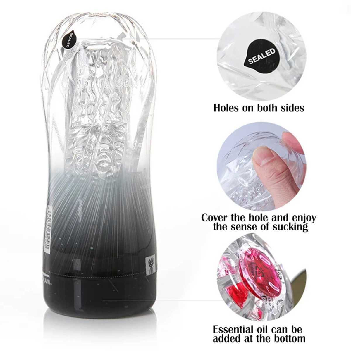 GALAKU Male Masturbator Soft Pussy Sex Toys Transparent Vagina Adult Endurance Exercise Sex Products Vacuum Pocket Cup For Men W250218