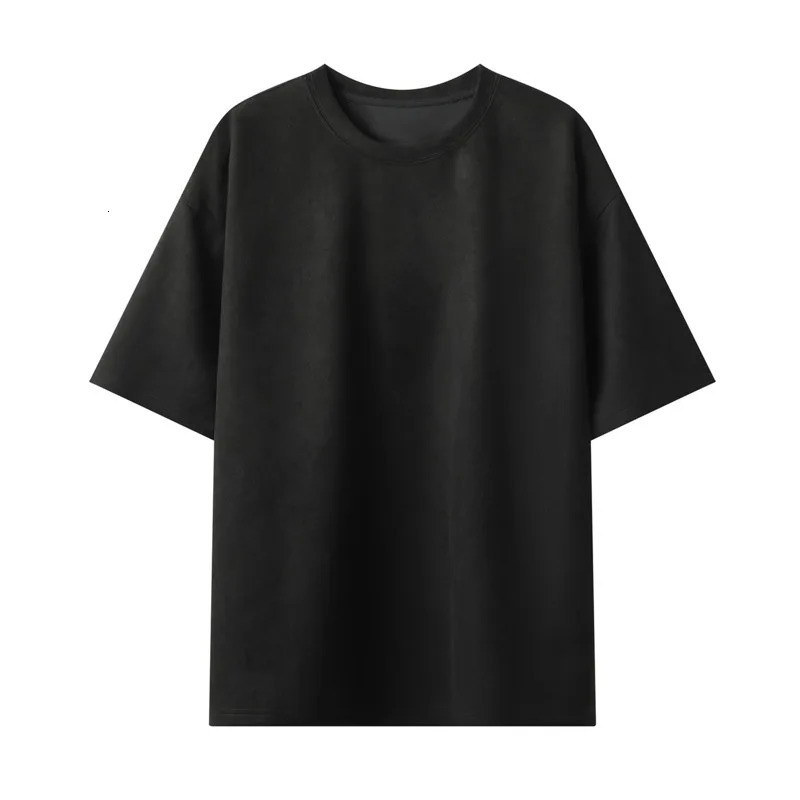 Summer Short-sleeved T-shirt Men Fashion 10-color Casual Suede T Shirt Men Streetwear Loose O-neck Tshirt Mens Top M-3XL 250217