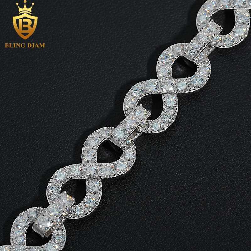 13MM Hip Hop Jewelry Cuban Link Chain Bracelet 925 Sterling Sliver Iced Out Moissanite Diamond
