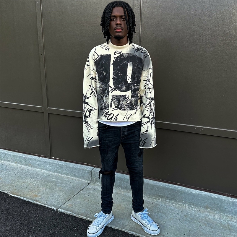 Y2K Fashion Long Sleeved T Shirt Men Women Harajuku Hip Hop Graffiti Style Graphic Print Oversized Tops Autumn Gothic Clothing 250206