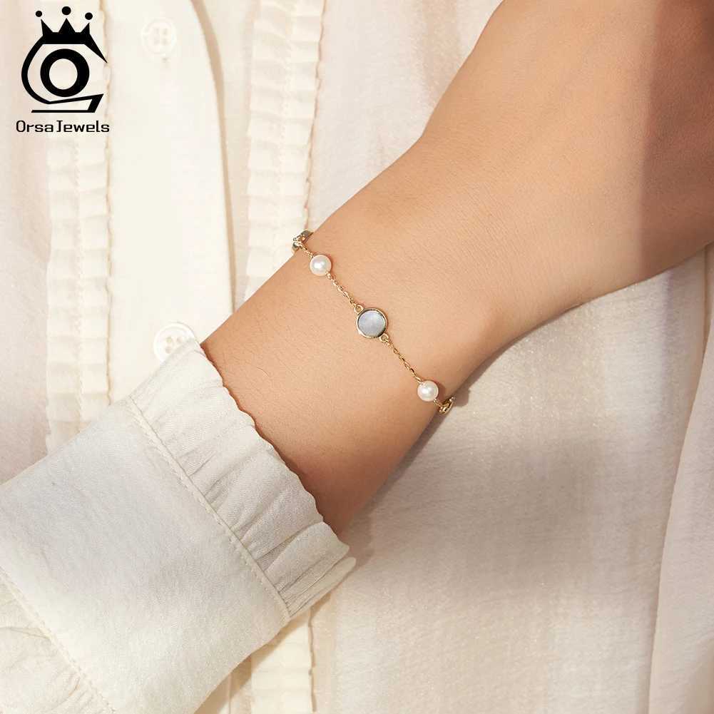 Chain ORSA JEWELS 925 sterling silver shell O-chain with four leaf clover design pearls symbolize wealth and good luck H250217