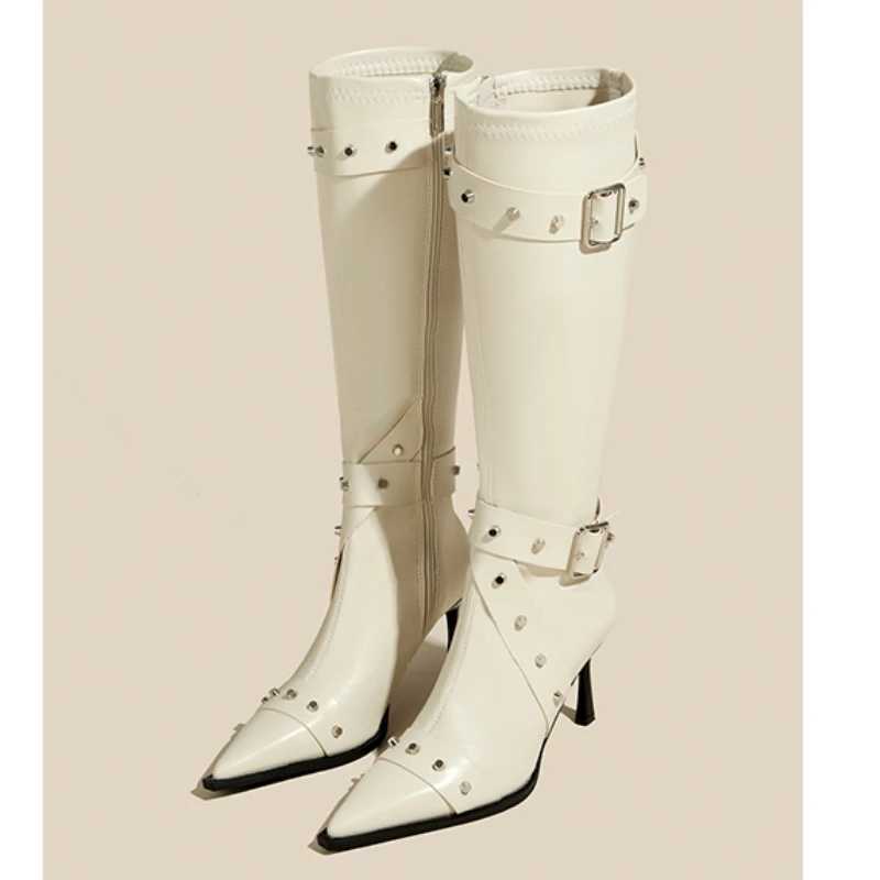 High-heeled Women Boots Pointed Toe Long Boots for Women Sexy Punk Gothic Boots Paris European and American Female Party Boots Z250704
