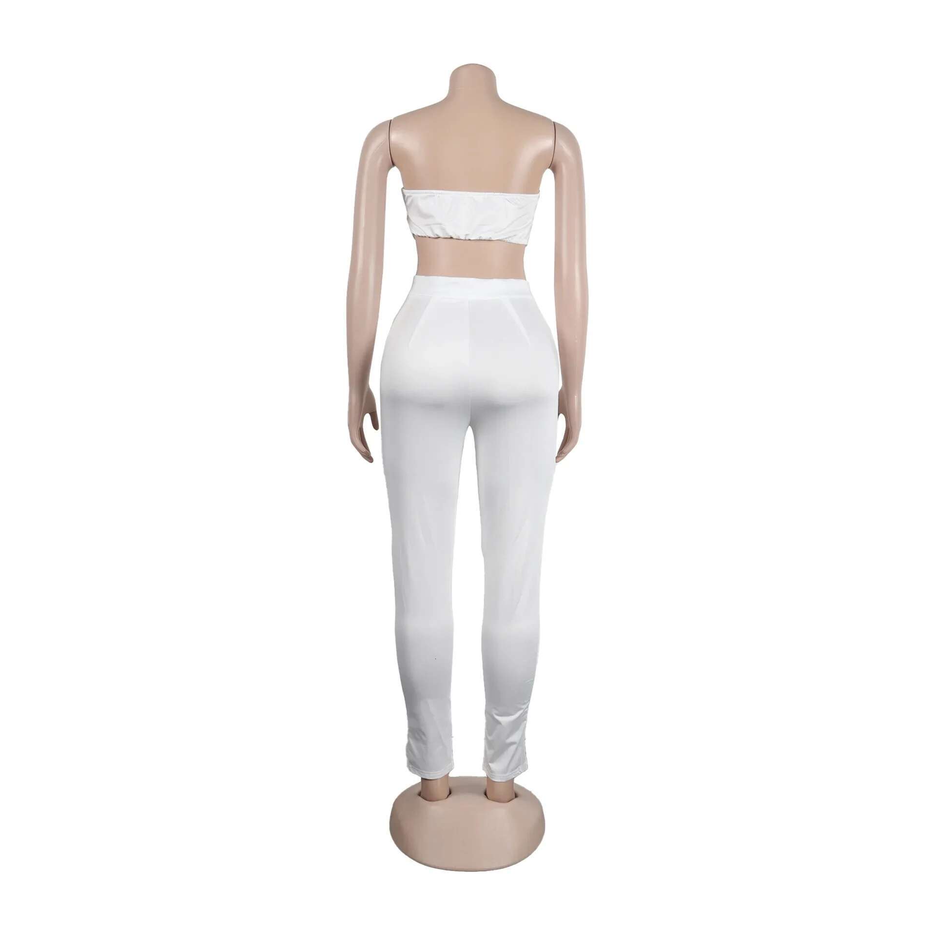 Prowow Sexy Two Piece Women Clothing Set Cropped Tops Mesh Spliced Pant Slim Fit Party Nightclub Wear Suits New Design Outfits