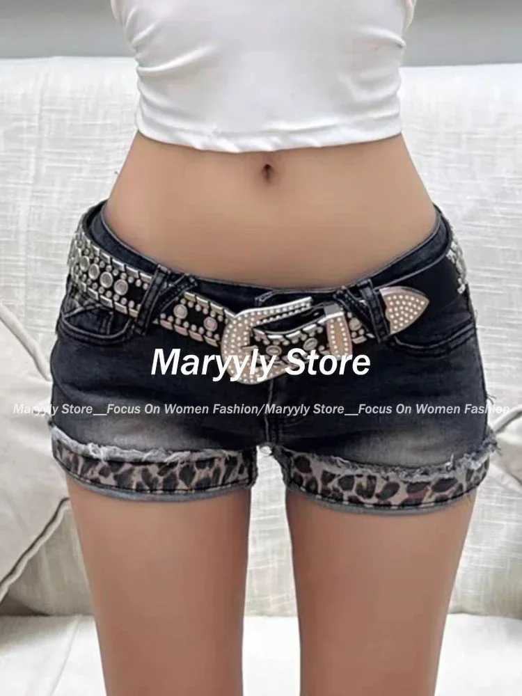 Womens Black Denim Shorts Vintage Low Waist Mini Jeans Shorts Y2k Shorts Pants Harajuku Trashy Emo 2000s Gothic Clothes SummerXJ250217