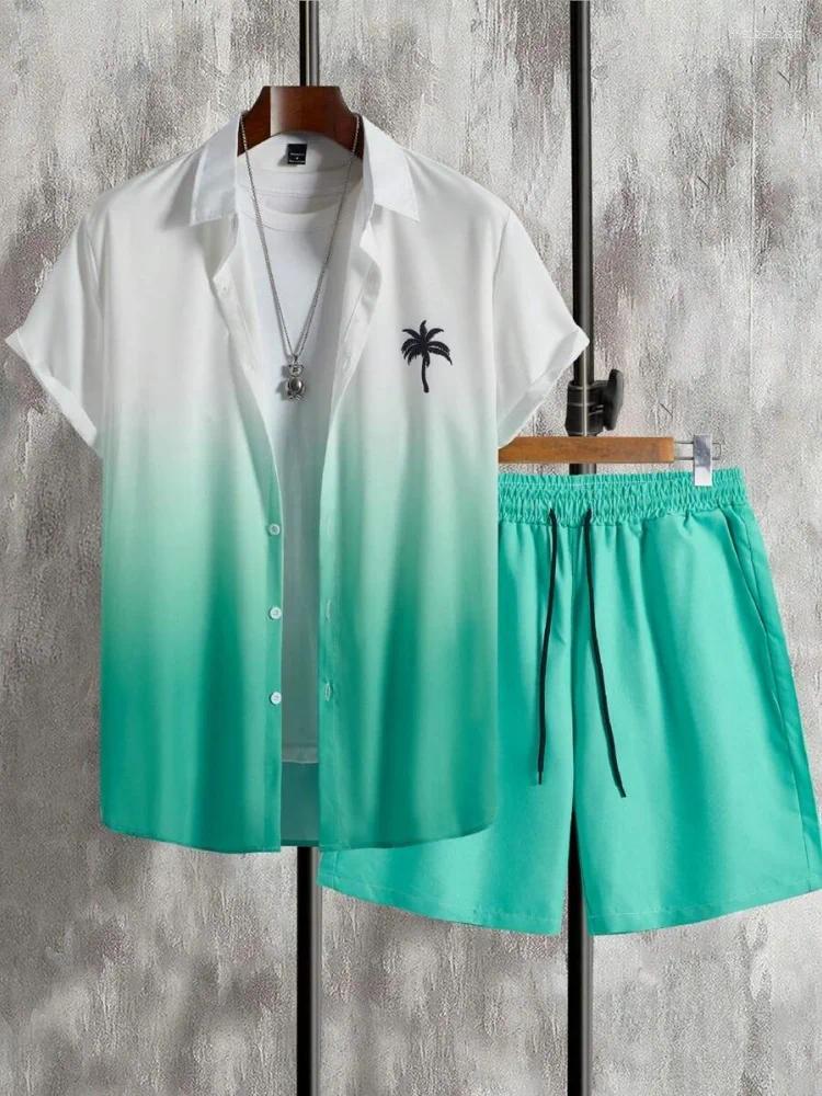 Men's Tracksuits Short Sleeve Shirt And Shorts Set Summer Everyday Fashion Sleeves Beach Pool Party Casual