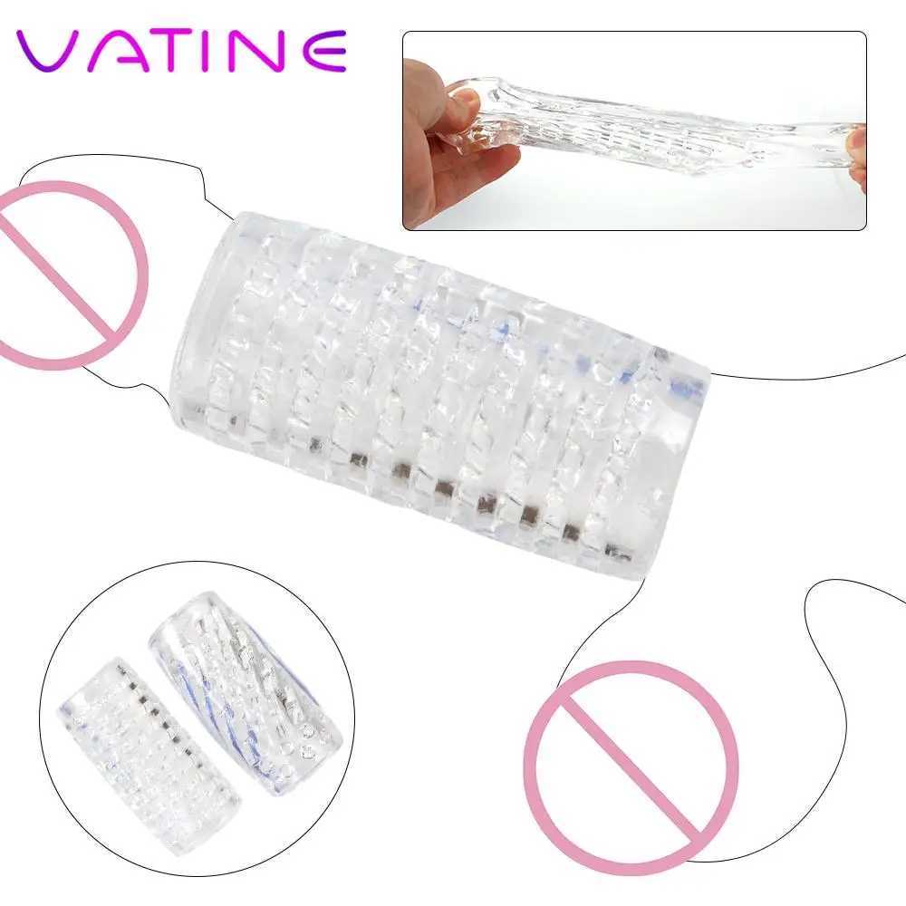 Penis Sleeve Cock Training Sex Shop Soft TPE Male Masturbator Cup Sex Toy for Men Delay Exercise Glans Trainer W250218