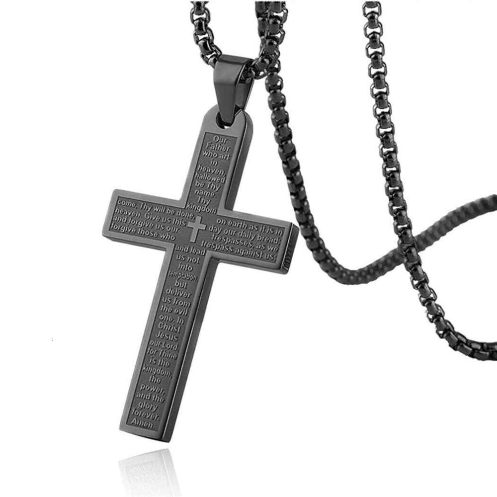Hot selg stainless steel men's cross necklace, non fading, personalized hip-hop, titanium steel, neutral style accessory