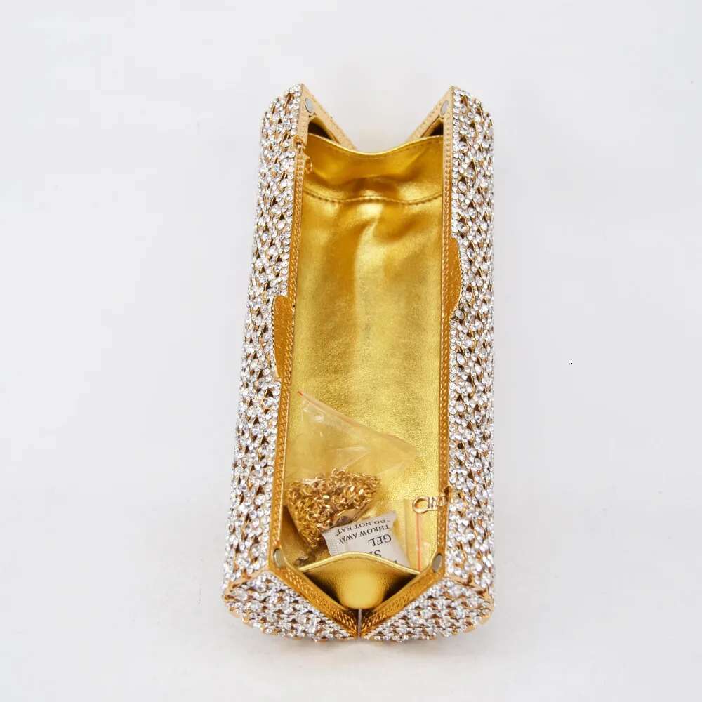 Golden Cydrical Crystal Purse Clutch Bags Prom purse Sier sparkly diamante banquet Bride Wedding Party bag SC484