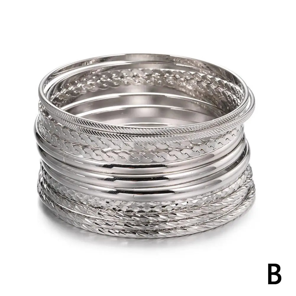 12pcs Punk Curb Cuban Chain Bracelets Set for Women Miami Boho Thick Gold Color Charm Bangles Fashion Jewelry Y2C7 250213