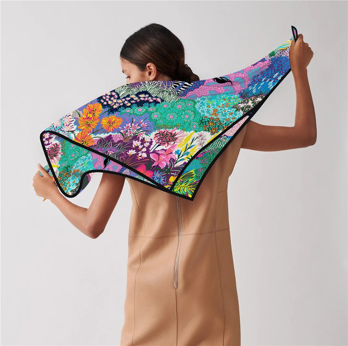 90cm Jungle Zebra Square Scarf Women Twill Silk Scarf Shawl Hijab Bandana Foulard Neckerchief Head Scarf 250213