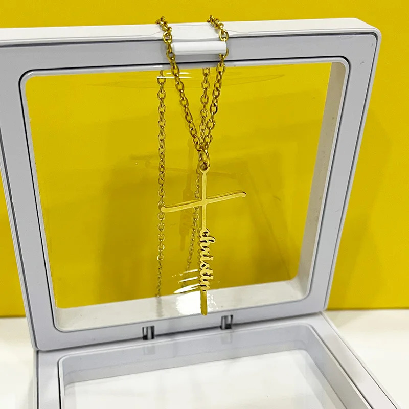 28 Styles Selling Custom Necklace Trendy Customized Chains Jewelry For Women Personalized Nameplate Heart Cross Pendant 250210