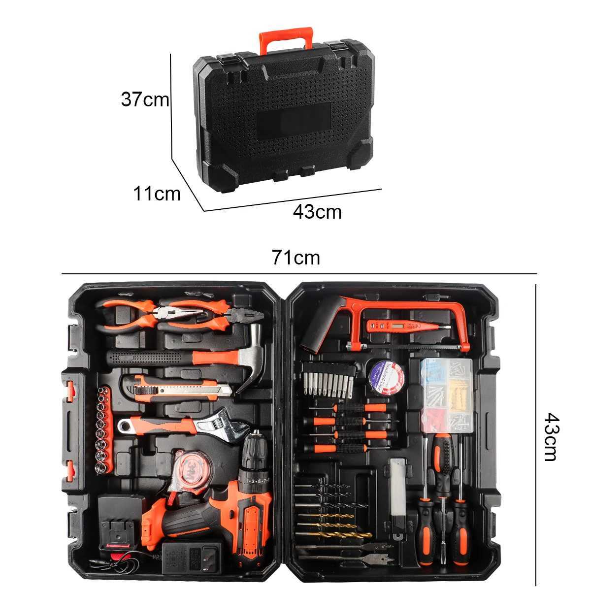 Tool Case 12V/21V Cordless Drill Set Combo Kit59/54/48/44/34Pcs Tool Kit for HomeHousehold Tool Sets for MenPower Drill with Tool Kit CL250218