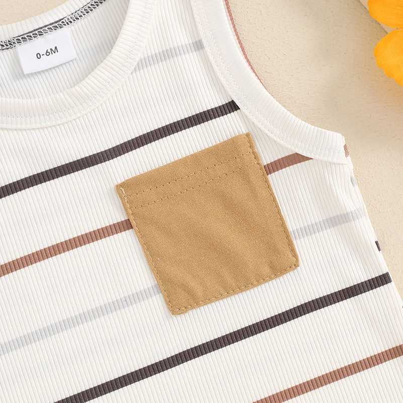 Pudcoco Baby Boy Ribbed Outfits Striped Sleeveless Round Neck Tank Tops Elastic Waist Shorts 2Pcs Summer Set Infant Toddler 0-3T W250218