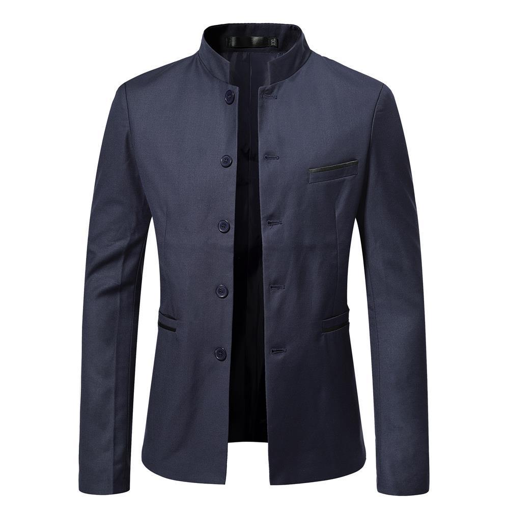 T218Modern Men's Slim-Cut Standing Collar Blazer - Seasonal Suits for Younger Gents