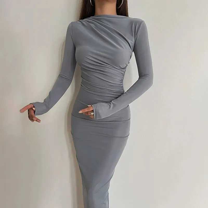Basic Casual Dresses Dulzura Women 2024 Spring Autumn Long Slve Party Club Evening Strtwear Bodycon Long Dress Wholesale Items For Business D3A14 H252