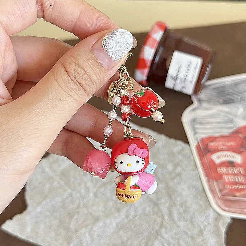 Keychains Lanyards Kawaii Anime Kitty Cat Keychain Cute Animals Toys Doll Pendant Keyring Key Buckle Backpack Charm Ornament Accessories Girls Gift H2
