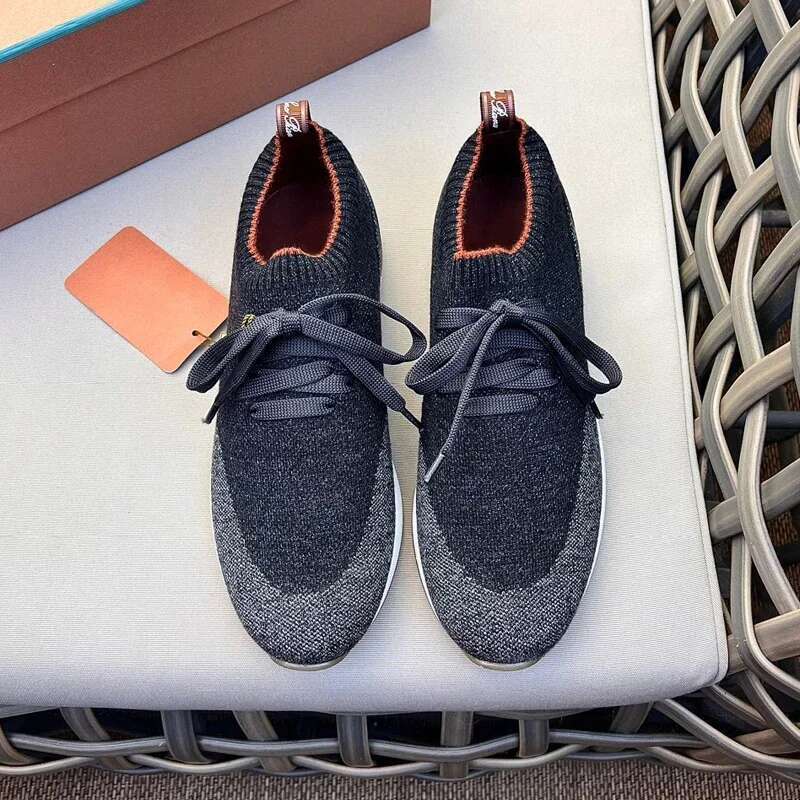 2024 New Men's Slip-on Low-top Breathable Knitted Sneakers Lightweight Non-slip Footwear Thick Bottom Shoes