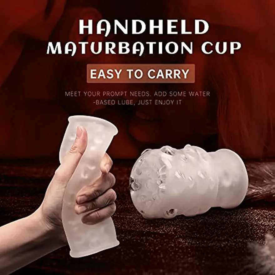 Clear Male Masturbator Cup Men Stroker Dual Open-Ended Soft TPE Sleeve with Textured Tunnel Pussy Stroker Sex Toys PenisXJ250218