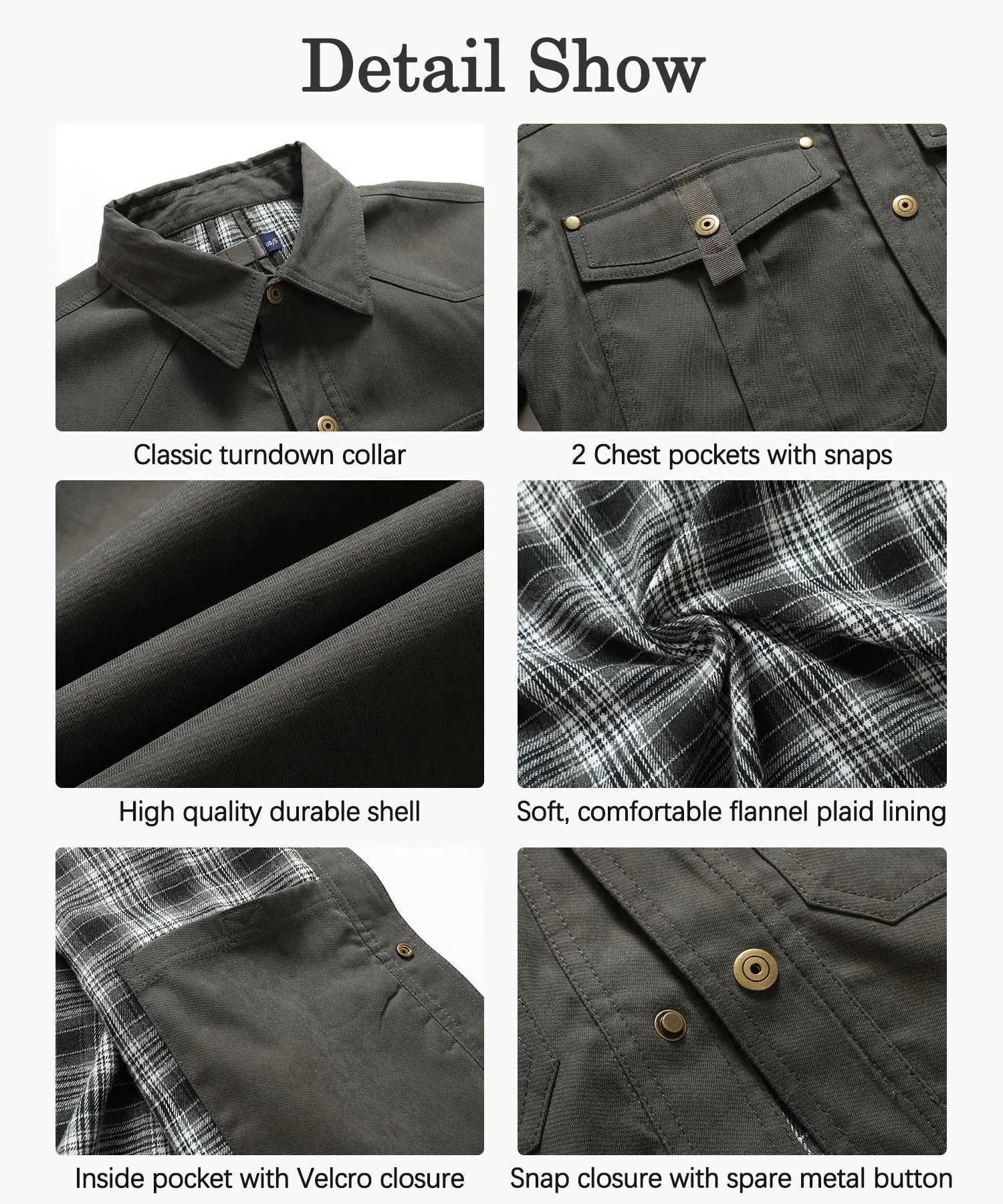 Mens Shirt Jacket Shacket with Flannel Lined Casual Snap Button Overshirt Western Cowboy Jackets Fall Clothing W250217