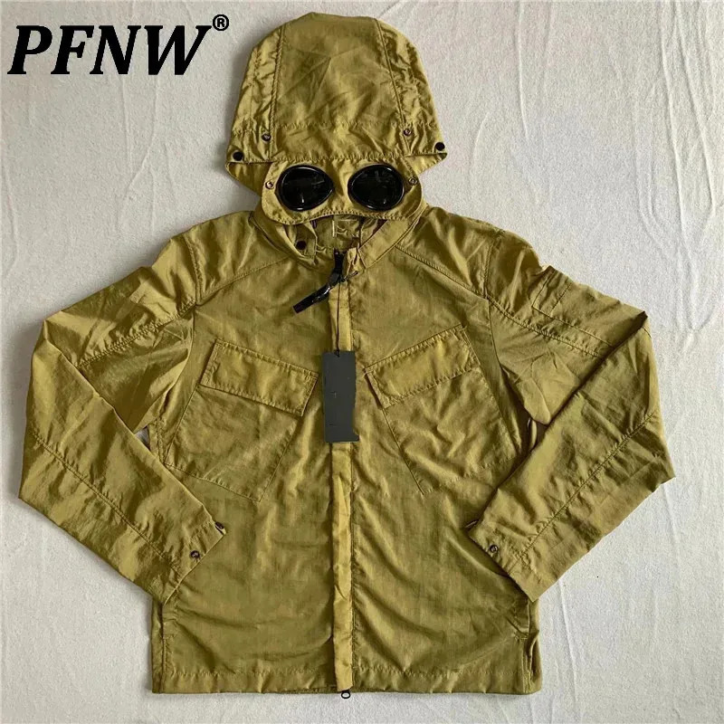 PFNW Menswear Casual Loose Fit Orange Zipper Jacket Spring Trend Niche Fashion Lightweight Drawstring Hooded Coat 28W5351 250217