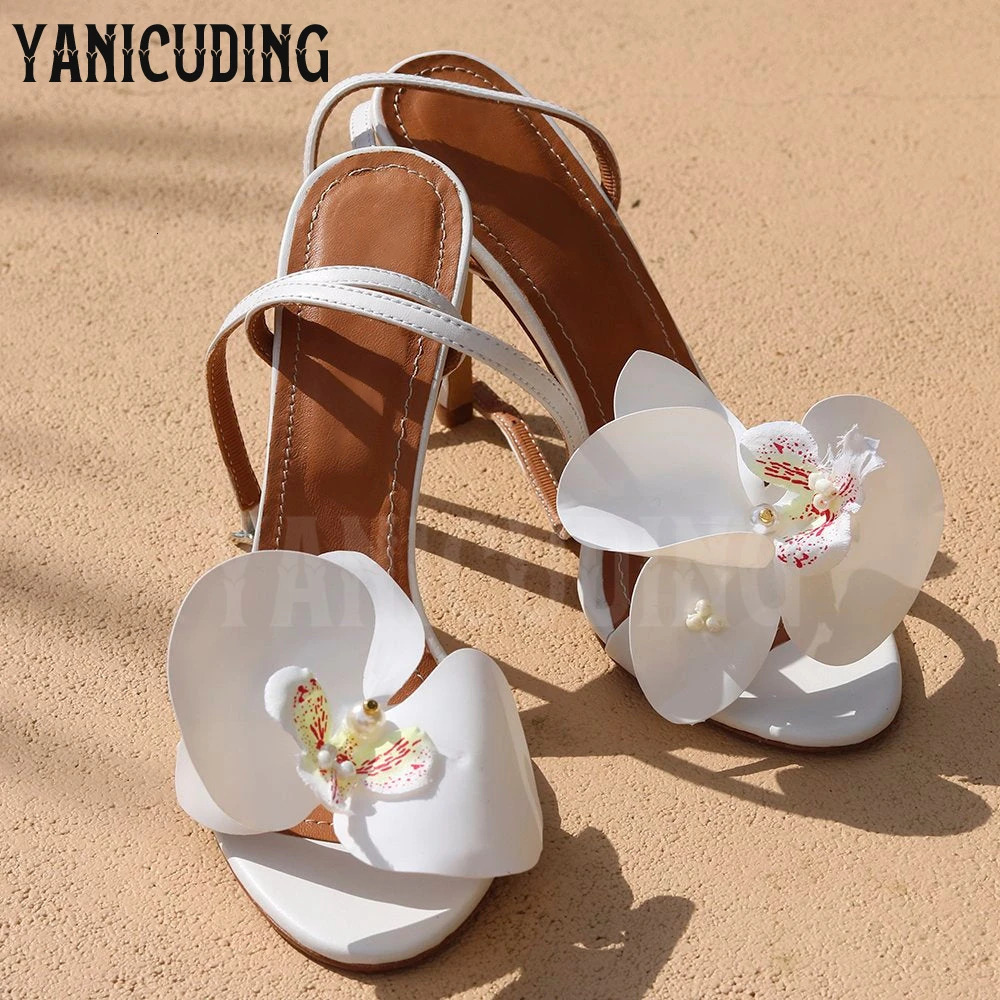 Floral Collection Sandals Multicolor Silk Flowers Beach Vacation Sandals Fashion Style Custom Ankle Strap Stiletto Women Sandals 250214