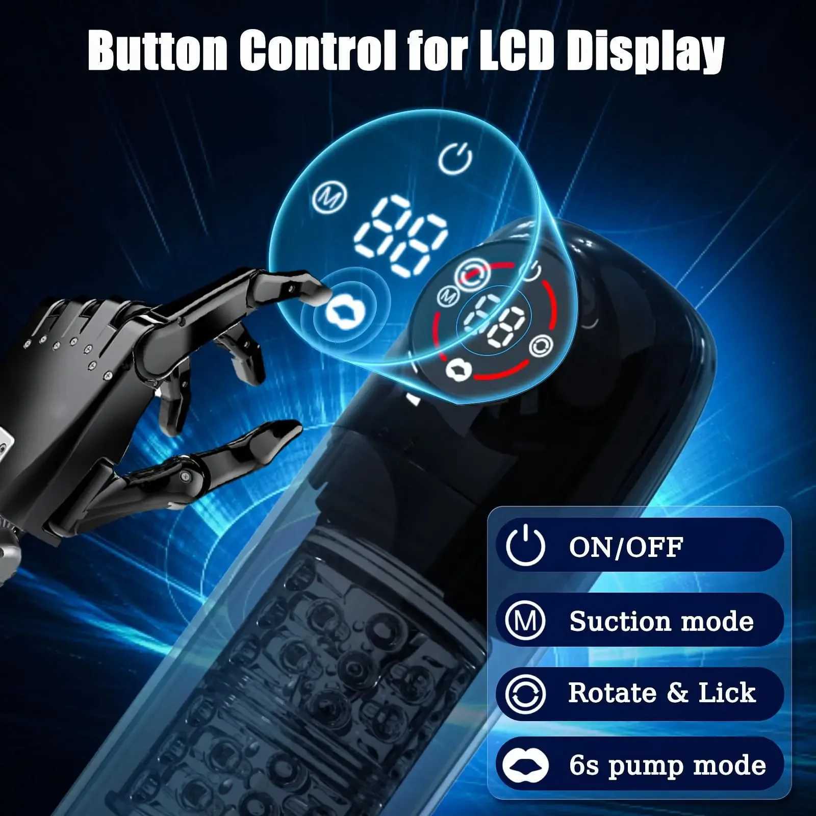 3in Automatic Male Masturbator Cup Rotating Sucking Licking Masturbation LCD Penis Pump Adults Sex Toys for Men Blowjob Stroker W250218