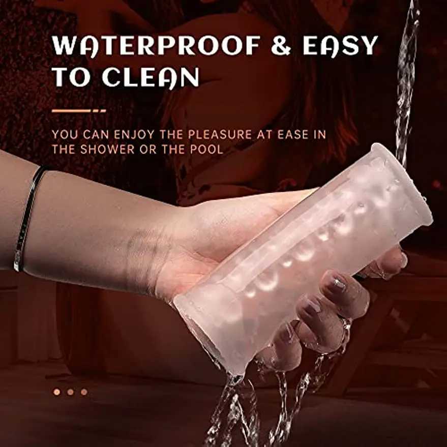 Clear Male Masturbator Cup Men Stroker Dual Open-Ended Soft TPE Sleeve with Textured Tunnel Pussy Stroker Sex Toys PenisXJ250218