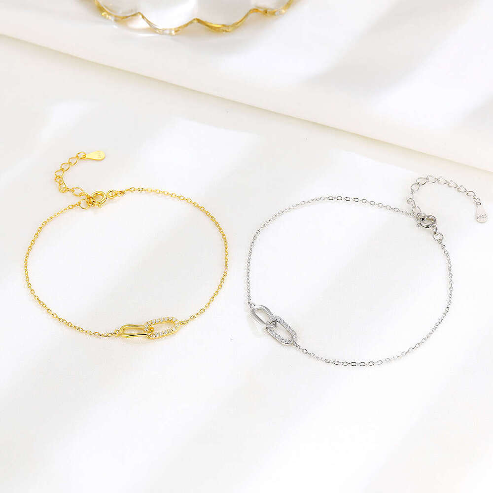 S pure sier Mobius ins style niche temperament jewelry versatile simple double ring bracelet for women