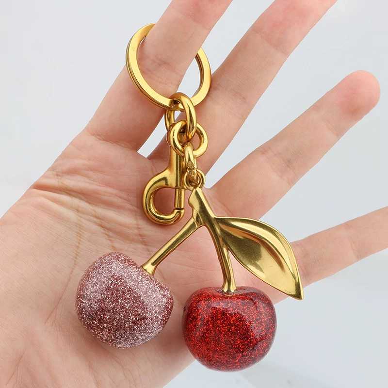 Keychains Lanyards Bag Parts Accessories 12 Different Styles Crystal Cherry Charm Pendant For Womens Handbag Shoulder Bags Keychain Attachment H250217