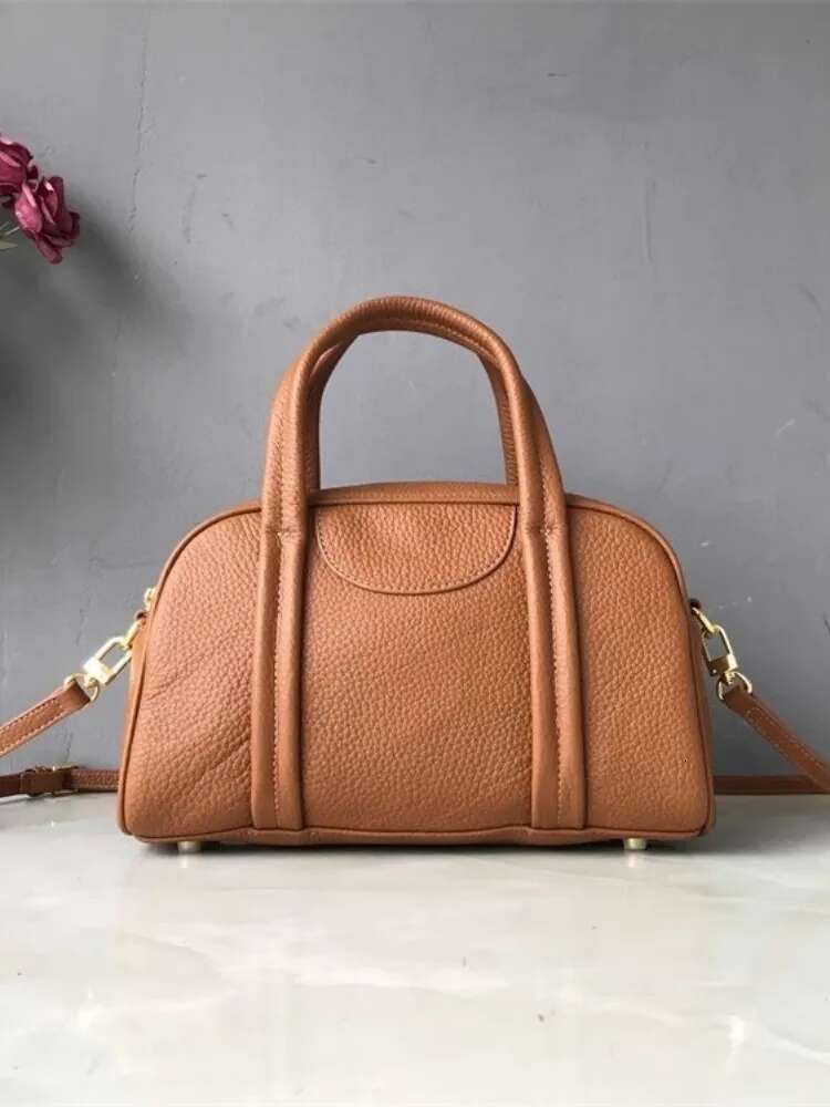 Office Ladies Boston Fashion Cowskin Genuine Leather Sg Bag Women Handbag Tote New Casual Single Shoulder Crossbody Bags