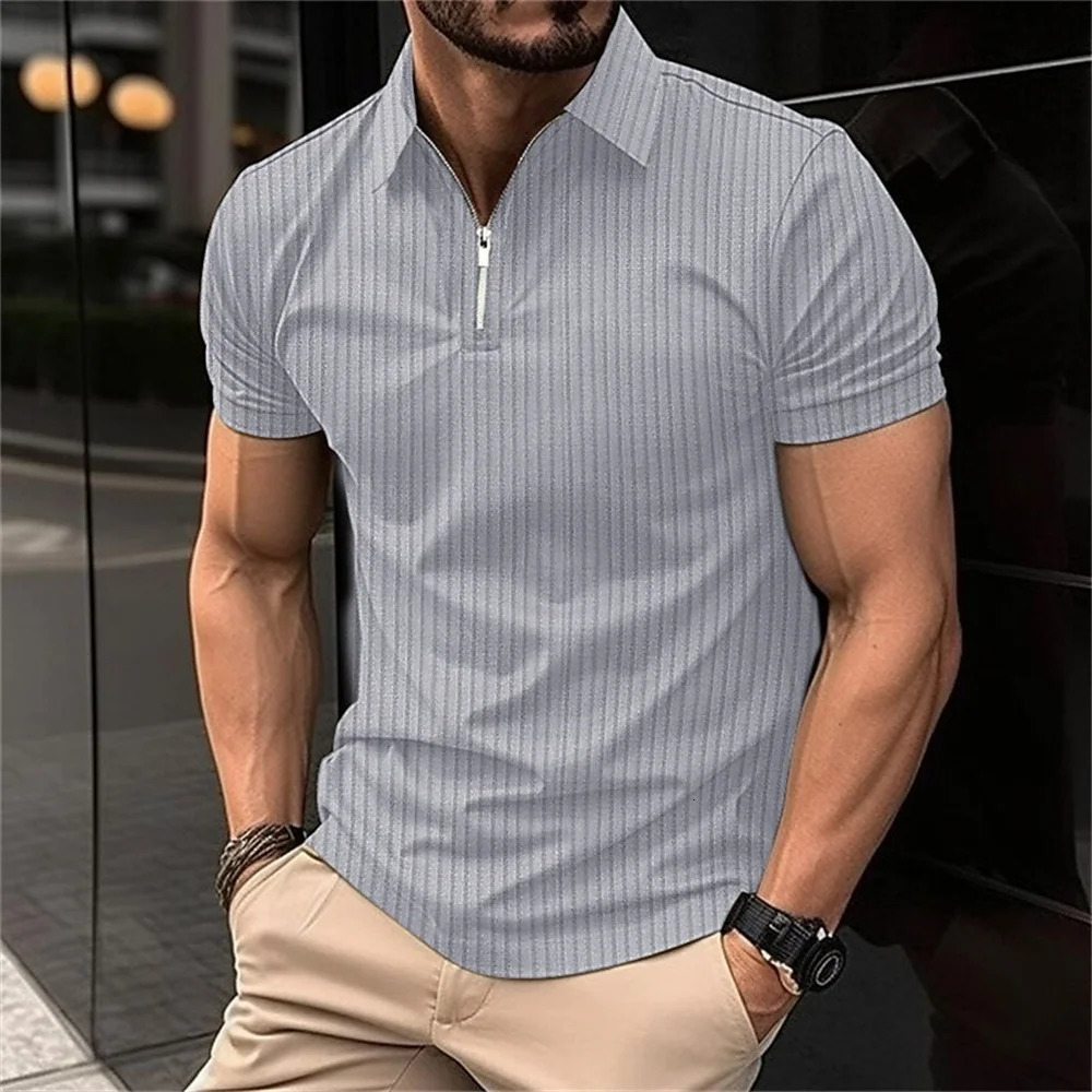 Polo Stripe Printed Mens TShirt Clothing Summer Short Sleeve Fashion Casual Polot Shirt Oversized Lapel Street Golf Tops 250213