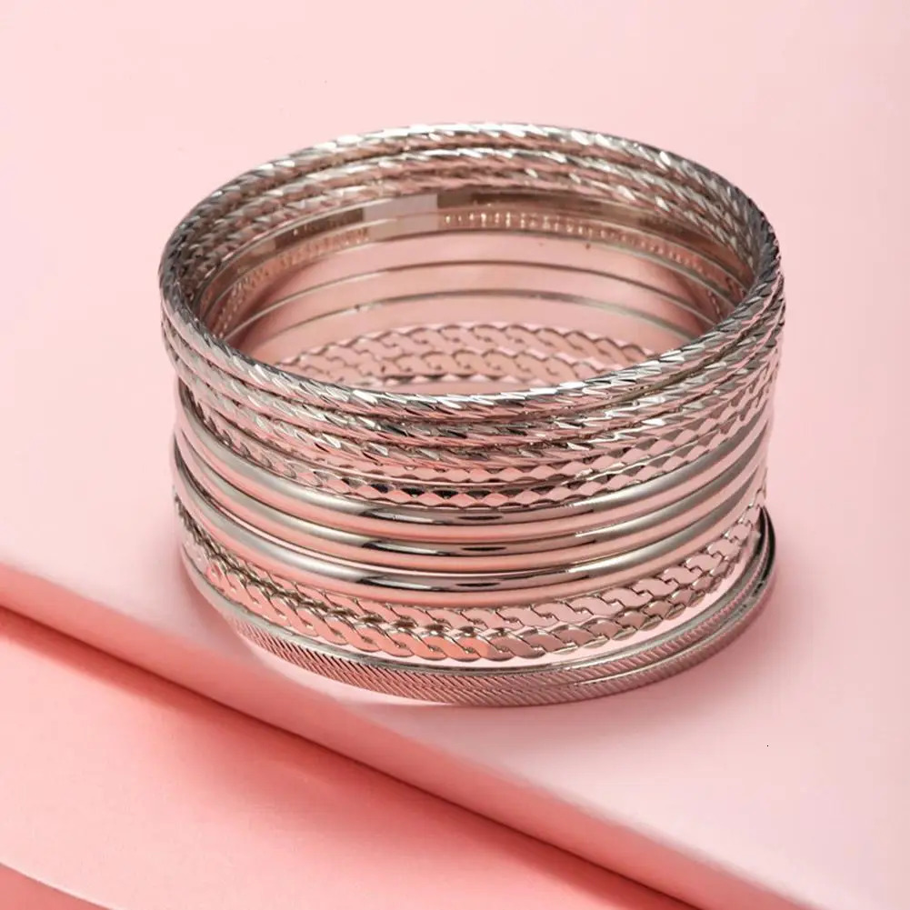 12pcs Punk Curb Cuban Chain Bracelets Set for Women Miami Boho Thick Gold Color Charm Bangles Fashion Jewelry Y2C7 250213