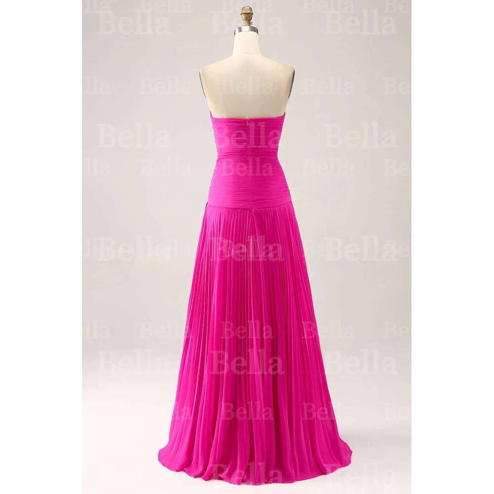 Strapless Bella Chiffon Prom Dresses Mermaid Homecoming Dress Elegant Sleeveless Customized Side Split Vestidos De Fiesta