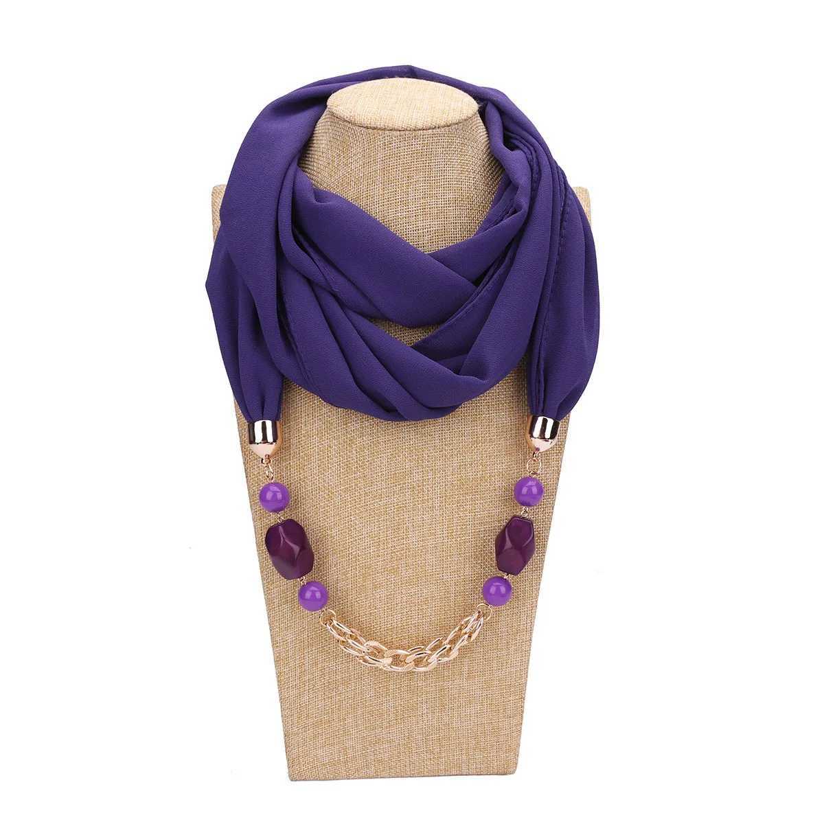 Solid Color Collar Scarf Luxury Beaded Pendants Jewelry Necklace Scarves Wr Women Sh Foulard W250218