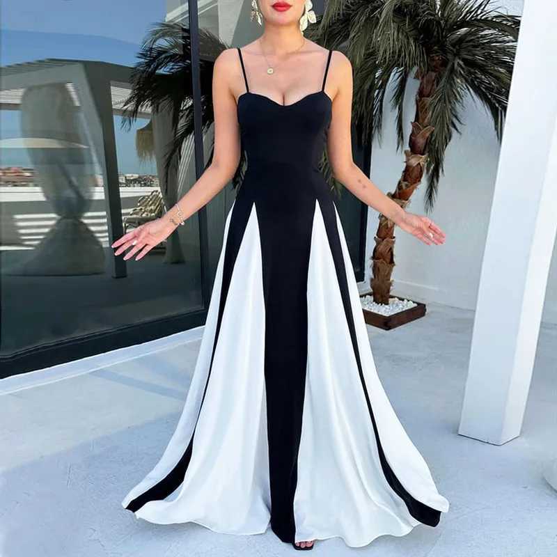 Basic Casual Dresses Lygens Spaghetti Strap Block Color Elegant Evening Ladies Dress Summer Fall Casual Clothes 2024 Y2K Strtwear Wholesale Dress H252