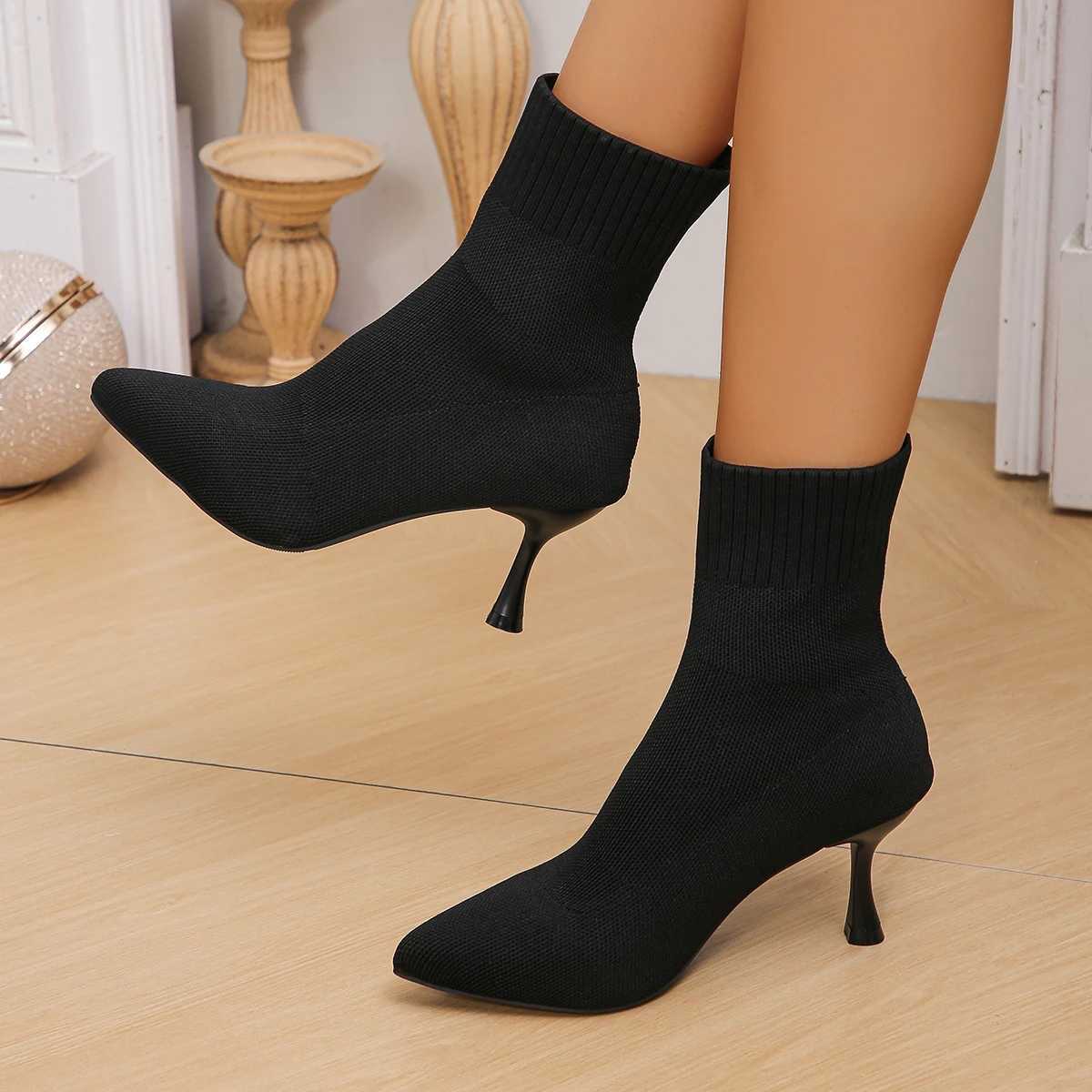 2024 New Trend Fi Comfortable Pointed Toe Boots Women Autumn Winter Zapatos De Mujer Ankle Boots High Heels Big Size ShoesXJ250217