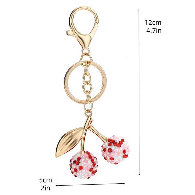 Keychains Lanyards Cherry Bag Charm Keychain Exquisite Red Fruit Key Chain for Women Girls Purse Pendant Accessories Gift H250217