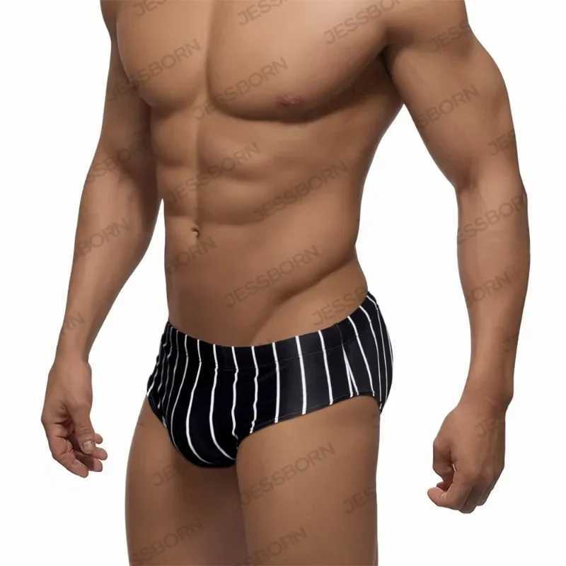 Fashionable mens outerwear swimsuit sexy low waist swimsuit breathable quick drying surfing dry black striped beach shorts M250218