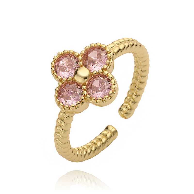 Cluster Rings Hexing high-quality twisted round mouth small flower wreath with multiple colors for women open adjustable sweet and romantic H250217