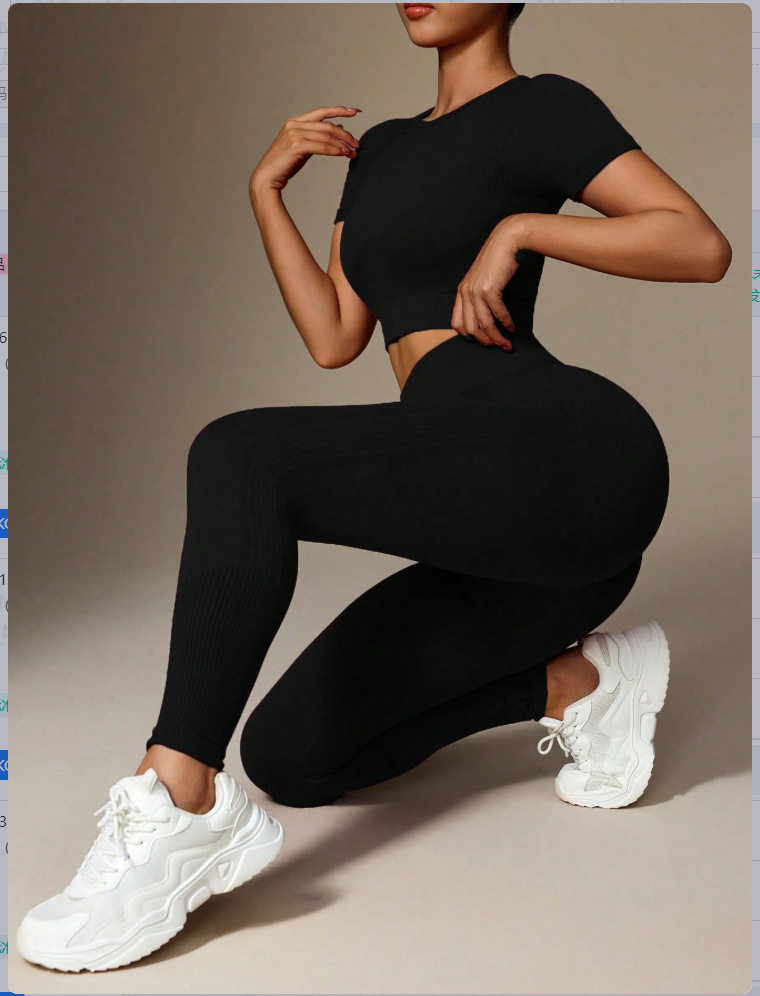 Ladies' European and American casual short sleeved long pants yoga suit outdoor running sports suit high-quality fitness suit