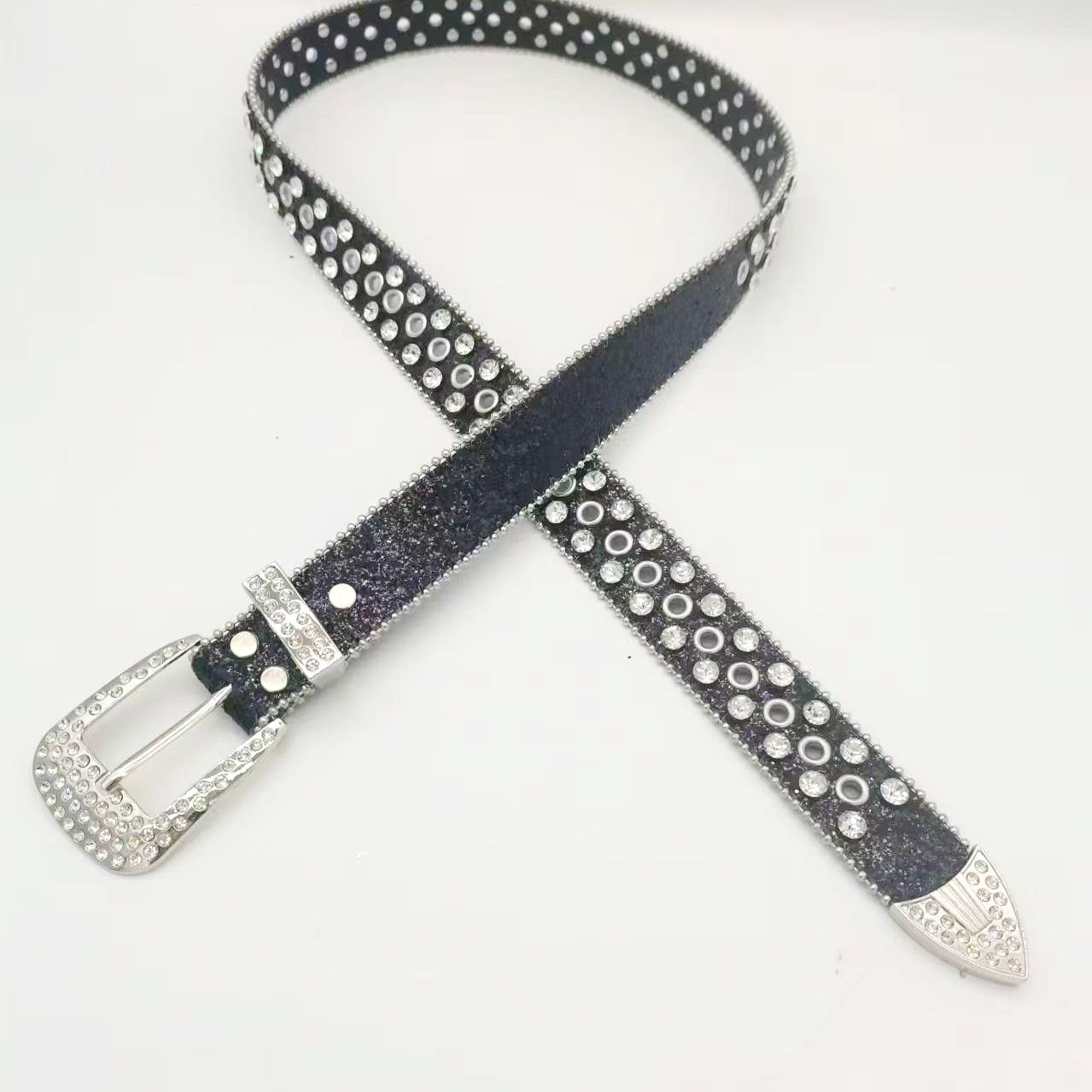 Chic Punk Inspired Women's Belt with Intricate Crystal Rhinestone Work for a Stylish Edge