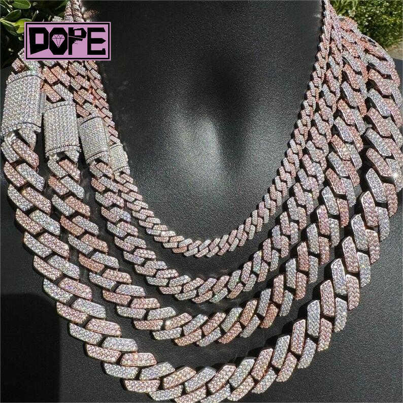 Hot Selling Hip Hop Vvs Moissanite Chain 16mm 925 Sterling Silver Iced Out Custom Cuban Link Chain