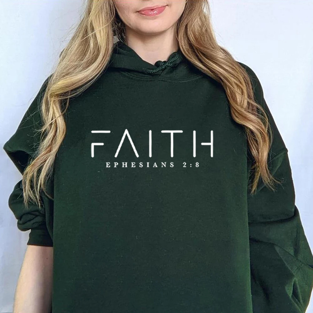 Faith Hoodie Ephesians Hooded Bible Verse Sweatshirt Christian Clothing Women Pullover Unisex Trendy 250213