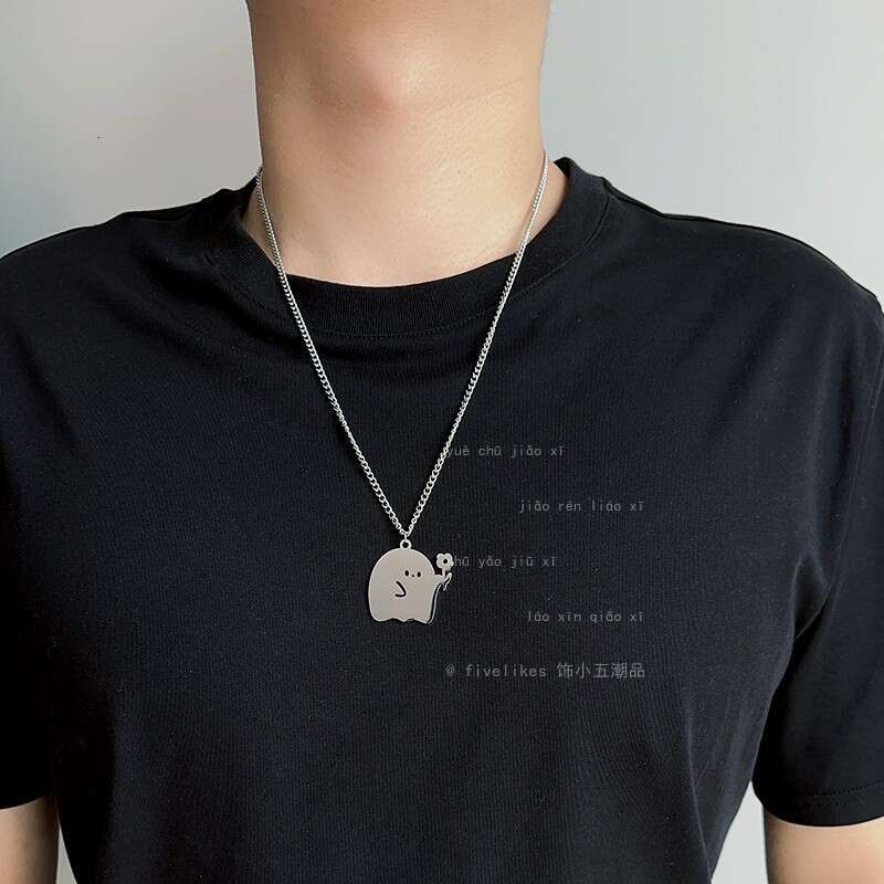 Ghost Couple Cartoon Cute Necklace Boys Trendy Pendant Gives You a Little wer