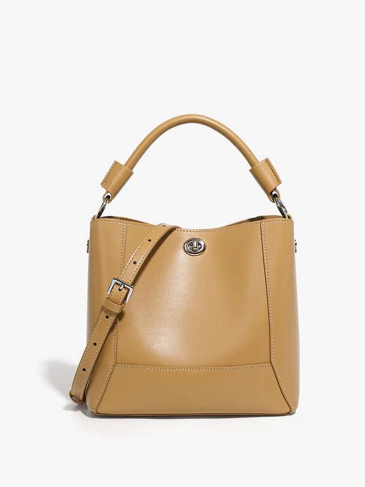 YANATARI Bucket Woman Tote Genuine Cow Leather Shoulder Ladies Handbags Big Shopper Bag Fashion