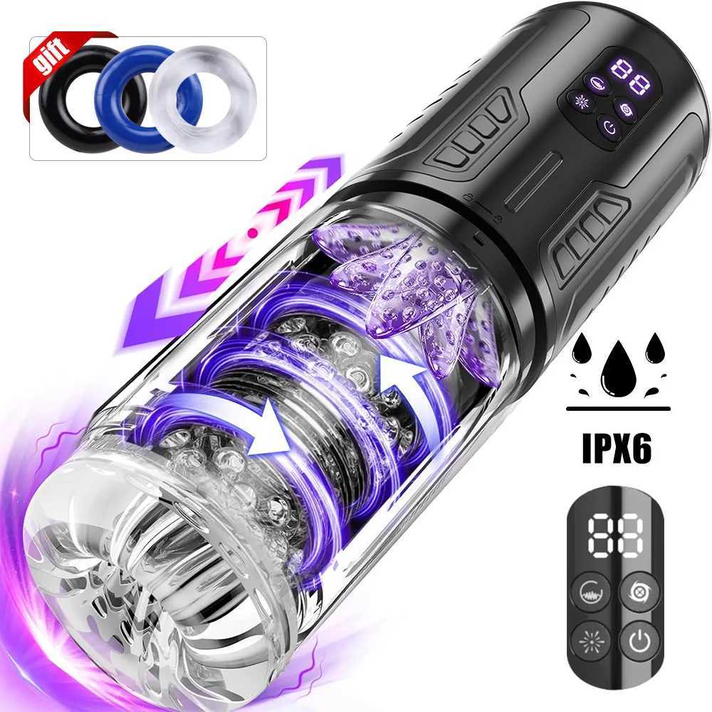 Automatic Telescopic Thrusting Rotating Male Masturbator Cup Licking Vibrating Masturbation Blowjob Pussy Adult Sex Toys for Men W250218