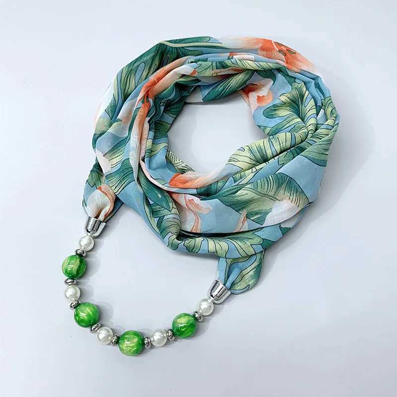 Multi colored chiffon jewelry statement necklace pendant scarf womens bohemian necklace headwear womens headscarf W250218